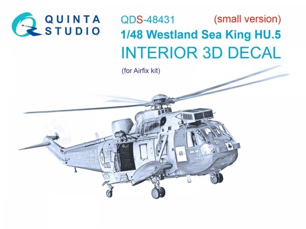 Quinta Studio QDS48431 Westland Sea King HU.5 3D-Printed &amp; coloured Interior on decal paper (Airfix) (Small version) 1/48
