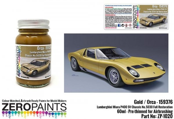 Zero Paints ZP-1020-MIURA Lamborghini Miura P400 SV Full Restoration Orca (Gold) Paint 60ml