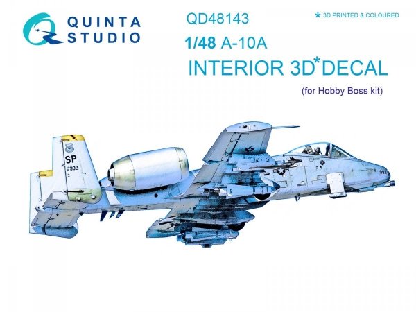 Quinta Studio QD48143 A-10A 3D-Printed &amp; coloured Interior on decal paper (for Hobby Boss kit) 1/48