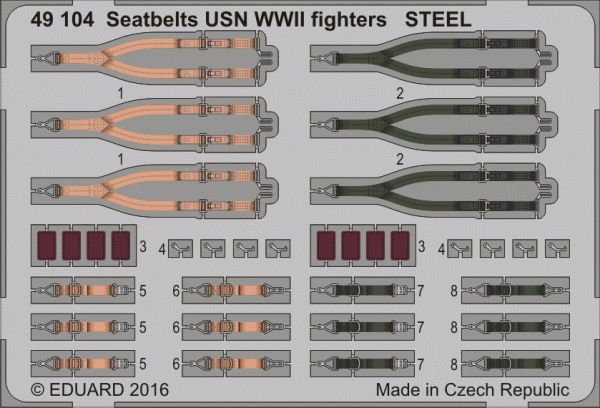 Eduard 49104 Seatbelts USN WWII fighters STEEL 1/48