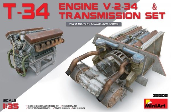 Miniart 35205 T-34 Engine V-2-34 &amp; TRANSMISSION SET (1:35)