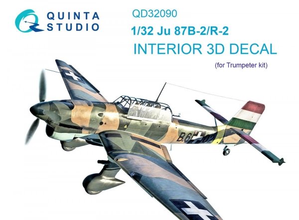 Quinta Studio QD32090 Ju 87B-2/R-2 3D-Printed &amp; coloured Interior on decal paper ( Trumpeter ) 1/32