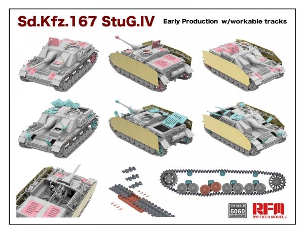 Rye Field Model 5060 Sd.Kfz.167 StuG.IV Early Production w/workable track links 1/35
