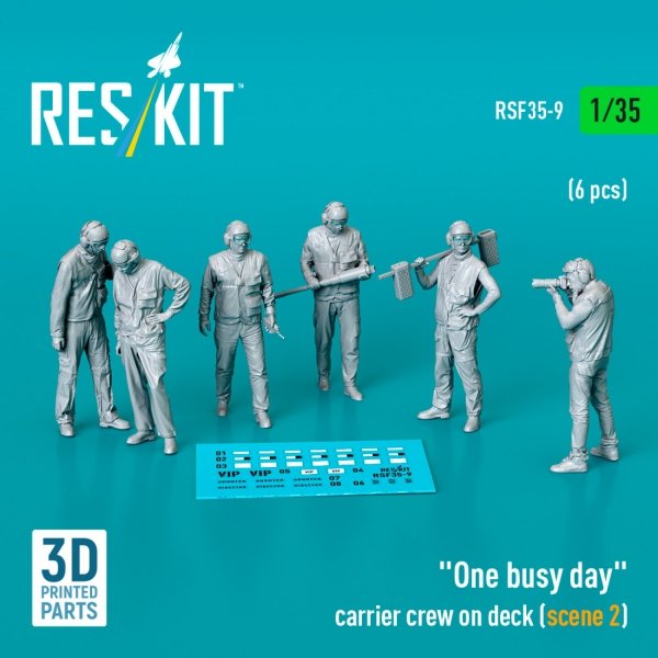 RESKIT RSF35-0009 "One busy day" carrier crew on deck (scene 2) (6 pcs) (3D Printed) (1/35)