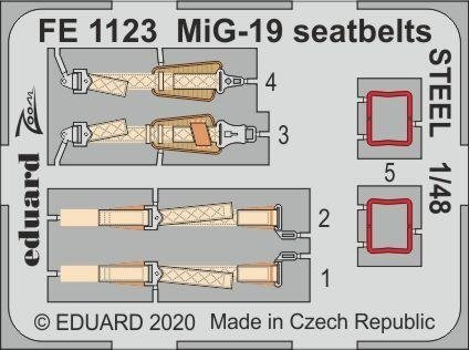 Eduard FE1123 MiG-19 seatbelts STEEL 1/48 EDUARD, TRUMPETER