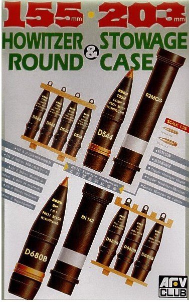 AFV Club 35017 155mm &amp; 203mm Howitzer Round Stowage case′s shells decal 1/35