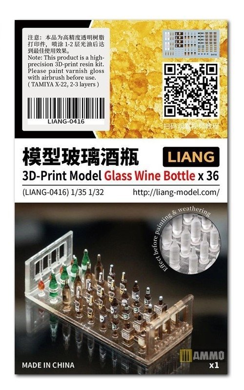 Liang 0416 3D-Print Model Glass Wine Bottle x 36 1/32 1/35