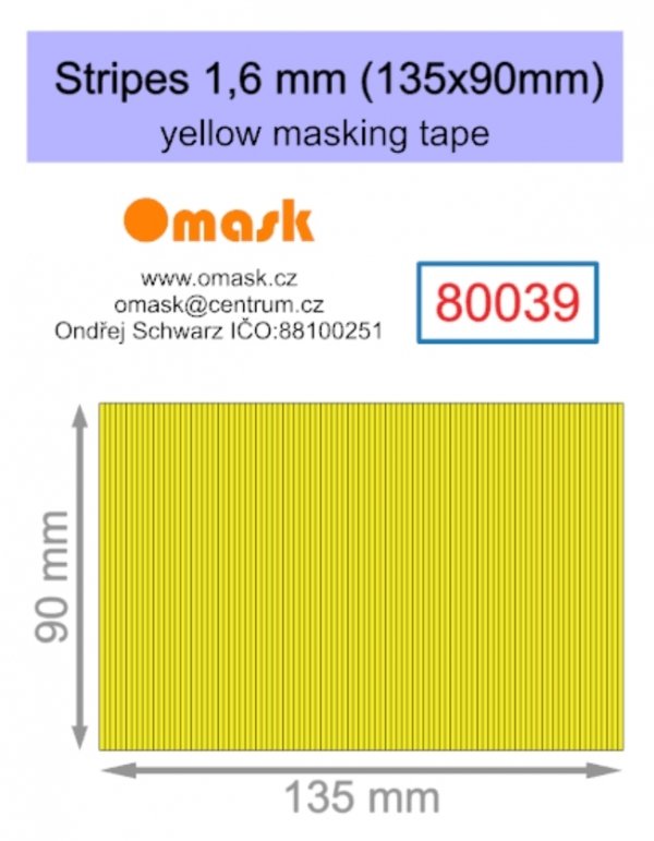 Omask 80039 Stripes 1,6 mm (135x90mm) yellow masking tape