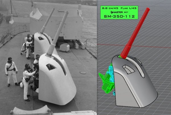 Master SM-350-112 Niemieckie działo 8,8cm/45 (3.46in) Flak L/45 1/350