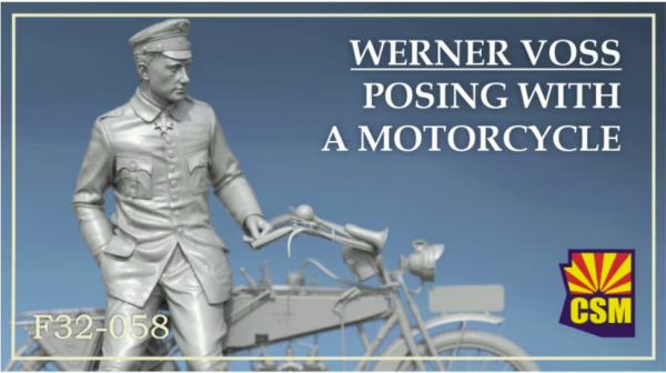 Copper State Models F32-058 Werner Voss posing with a motorcycle (Motorcycle not included) 1/32