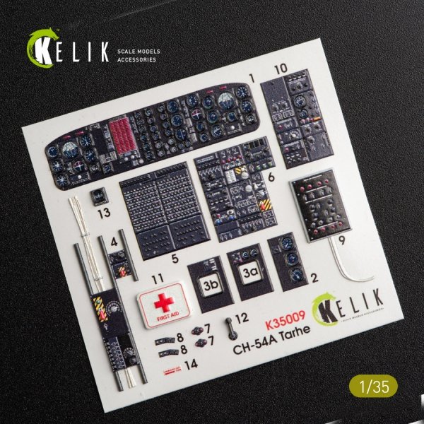 KELIK K35009 CH-54A TARHE INTERIOR 3D DECALS FOR ICM KIT 1/35