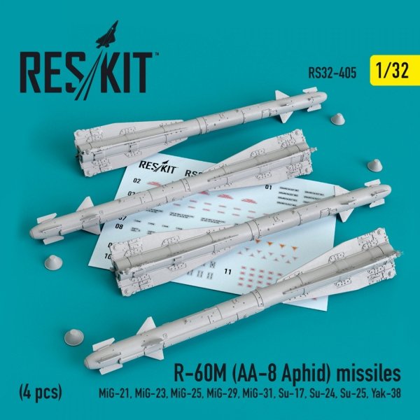 RESKIT RS32-0405 R-60М (AA-8 APHID) MISSILES (4 PCS) 1/32