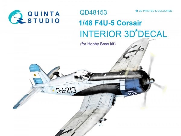 Quinta Studio QD48153 F4U-5 3D-Printed &amp; coloured Interior on decal paper (for Hobby Boss kit) 1/48