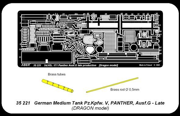 Aber 35221 German medium tank Pz.Kpfw. V, Ausf.G (Sd.Kfz. 171) Panther Ausf.G late - basic set (1:35)