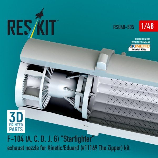 RESKIT RSU48-0505 F-104 (A, C, D, J, G) "Starfighter" exhaust nozzle for Kinetic/Eduard (#11169 The Zipper) kit (3D Printed) 1/48