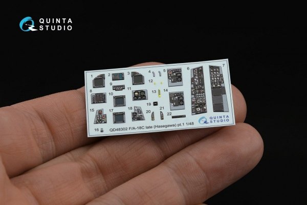 Quinta Studio QDS48302 F/A-18C late 3D-Printed &amp; coloured Interior on decal paper (Hasegawa) (Small version) 1/48
