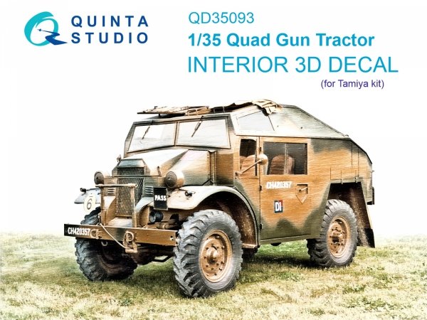 Quinta Studio QD35093 Quad Gun Tractor 3D-Printed &amp; coloured Interior on decal paper (Tamiya) 1/35