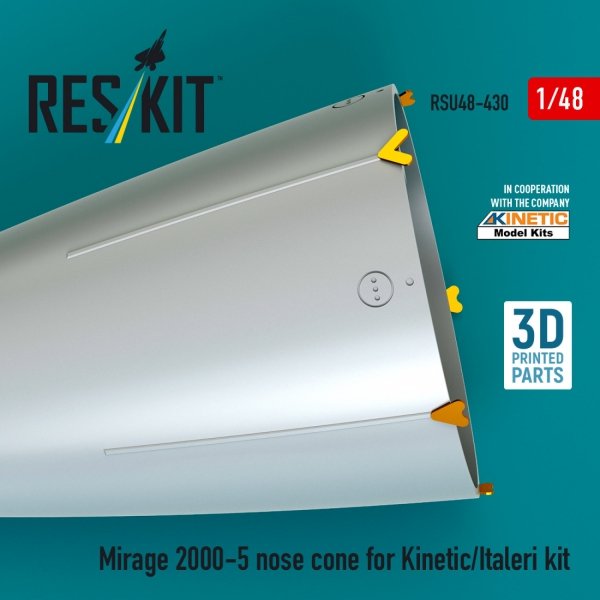 RESKIT RSU48-0430 Mirage 2000-5 nose cone for Kinetic/Italeri kit (3D Printed) 1/48