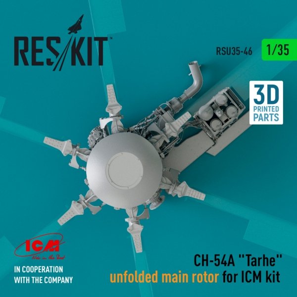 RESKIT RSU35-0046 CH-54A &quot;TARHE&quot; UNFOLDED MAIN ROTOR FOR ICM KIT (3D PRINTED) 1/35