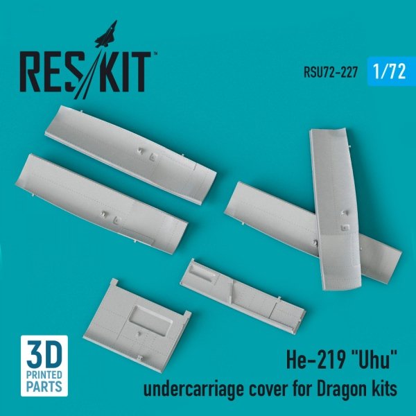 RESKIT RSU72-0227 HE-219 &quot;UHU&quot; UNDERCARRIAGE COVERS FOR DRAGON KIT (3D PRINTED) 1/72