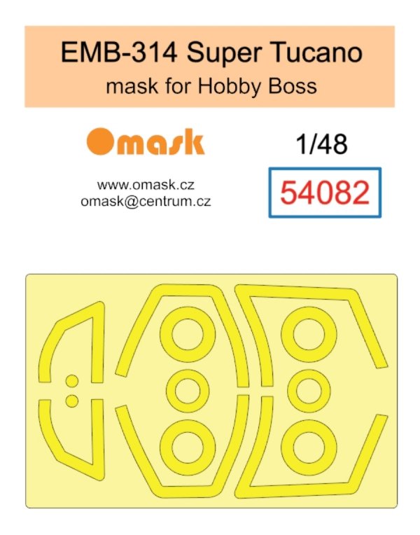 Omask 54082 EMB 314 Super Tucano mask (for Hobby Boss) clear parts yellow masking tape 1/48
