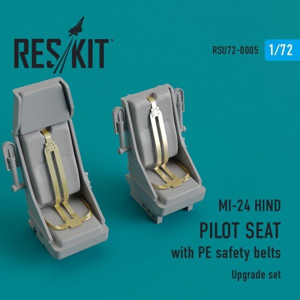 RESKIT RSU72-0005 MI-24 hind. Pilot seat with PE safety belts for Zvezda, Hobby Boss, Eduard, Academy, Italeri, Bilek Esci, Hasegawa, Heller 1/72