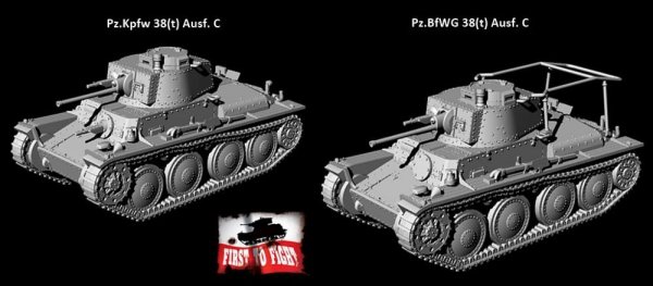First to Fight First To Fight PL091 Niemiecki lekki czołg Pzkpfw 38(t) Ausf. C / Panzerbefehlswagen (Pzbfwg) 38(t) 1/72