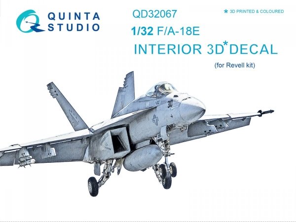 Quinta Studio QD32067 F/A-18E 3D-Printed &amp; coloured Interior on decal paper (for Revell kit) 1/32