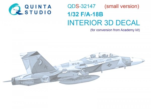 Quinta Studio QDS32147 F/A-18B Early 3D-Printed &amp; coloured Interior on decal paper (Academy) (Small version) 1/32