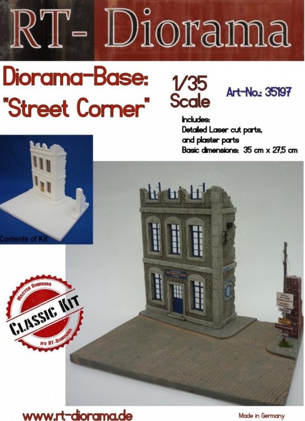 RT-Diorama 35197 Diorama-Base: &quot;Street Corner&quot; 1/35