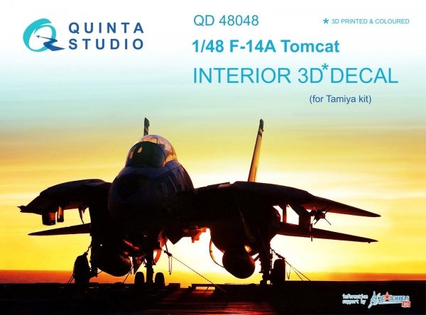 Quinta Studio QD48048 F-14A 3D-Printed &amp; coloured Interior on decal paper (for Tamiya kit) 1/48