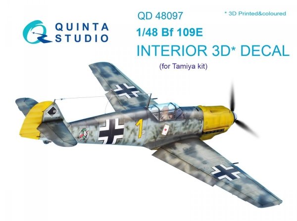 Quinta Studio QD48097 Bf 109E 3D-Printed &amp; coloured Interior on decal paper (for Tamiya kit) 1/48