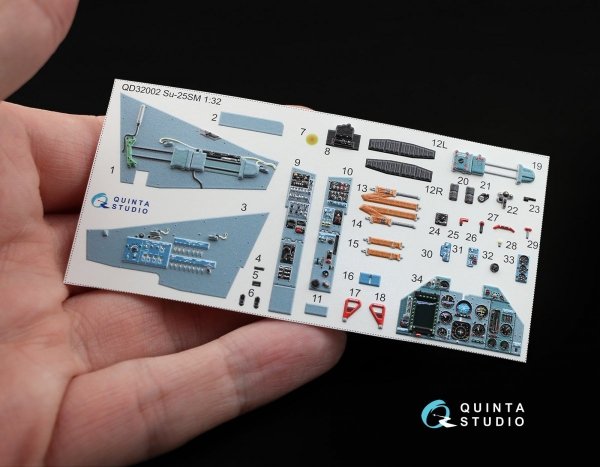 Quinta Studio QD32002 Su-25SM 3D-Printed &amp; coloured Interior on decal paper (for Trumpeter kit) 1/32