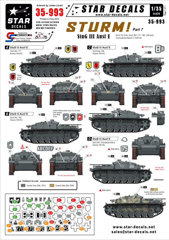 Star Decals 35-993 STURM 5. StuG III Ausf E 1/35