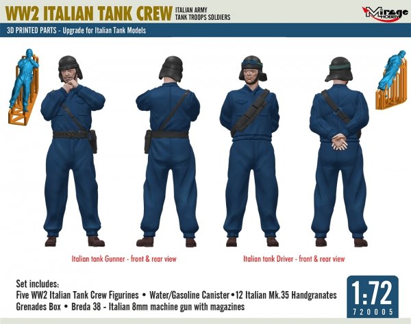 Mirage Hobby 720005 Italian Tank Crew 3D Print 1/72