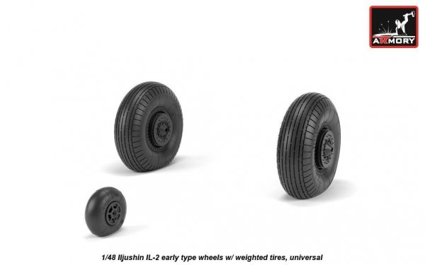 Armory Models AW48034 Iljushin IL-2 Bark early type wheels w/ weighted tires 1/48