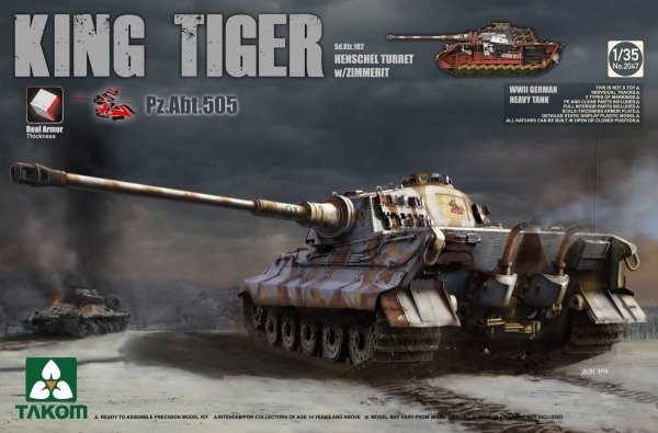 Takom 2047 KING Tiger Pz.ABT.505 Sd.Kfz.182 HENSCHEL TURRET w/ZIMMERIT /full interior 1/35