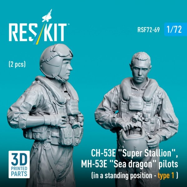 RESKIT RSF72-0069 CH-53E "Super Stallion", MH-53E "Sea dragon" pilots (in a standing position - type 1) (2 pcs) (3D Printed) (1/72)