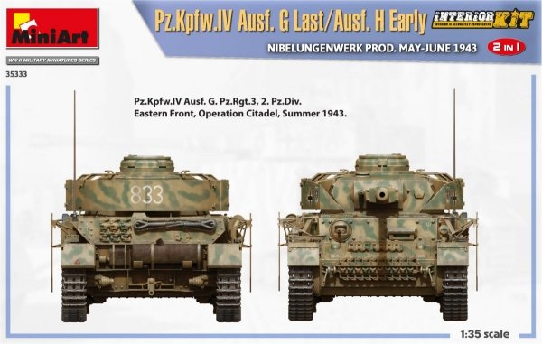 MiniArt 35333 Pz.Kpfw.IV Ausf. G Last/Ausf. H Early. NIBELUNGENWERK PROD. MAY-JUNE 1943. 2 IN 1 INTERIOR KIT 1/35