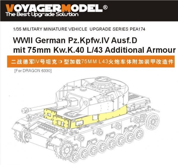 Voyager Model PEA174 WWII German Pz.Kpfw.IV Ausf.D mit 75mm Kw.K.40 L/43 Additional Armour (For DRAGON 6330) 1/35