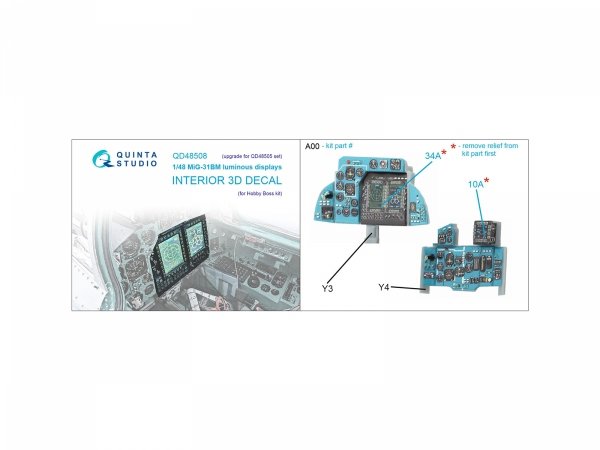Quinta Studio QD48508 MiG-31BM luminous displays for QD48505/QDS-48505 sets (Hobby Boss) 1/48