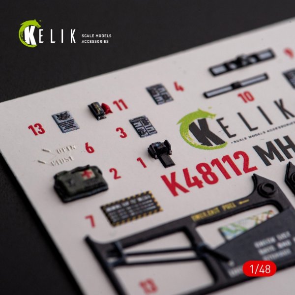 KELIK K48112 MH-60L Black Hawk - interior 3D decals for ICM kit 1/48