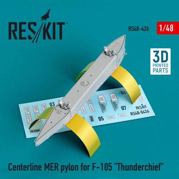 RESKIT RS48-0426 CENTERLINE MER PYLON FOR F-105 &quot;THUNDERCHIEF&quot; (3D PRINTED) 1/48