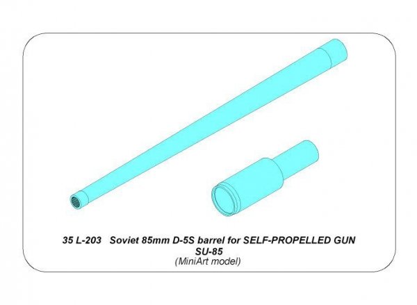 Aber 35L-203 Soviet 85mm D-5S barrel for SELF-PROPELLED GUN SU-85 (1:35)