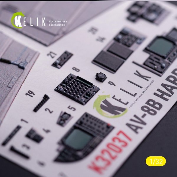 Kelik K32037 AV-8 Harrier - interior 3D decals for Trumpeter kit (1/32)