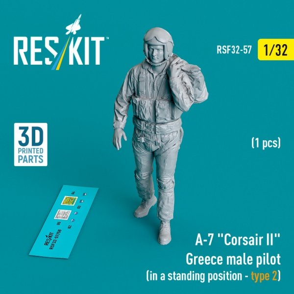 RESKIT RSF32-0057 A-7 "Corsair II" Greece male pilot (in a standing position - type 2) (1 pcs) (3D Printed) (1/32)