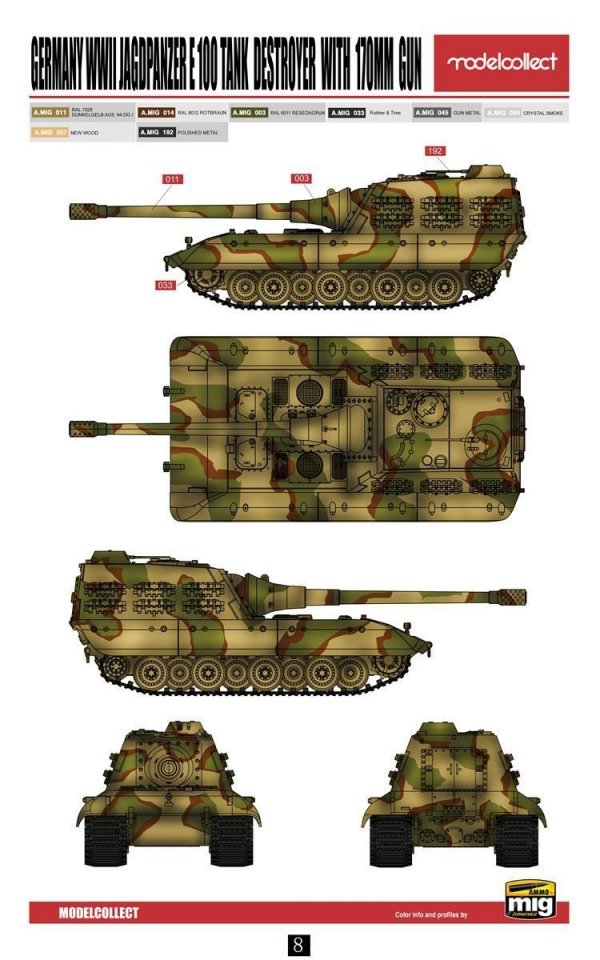 Modelcollect UA72116 Germany WWII Jagdpanzer E-100 Tank Destroyer with 170mm Gun (1:72)