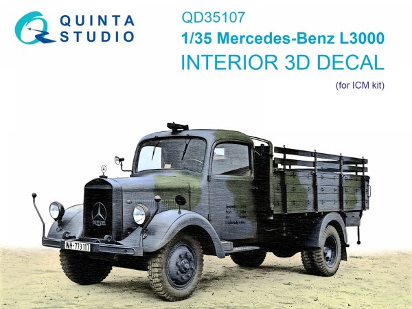 Quinta Studio QD35107 Mercedes-Benz L3000 3D-Printed &amp; coloured Interior on decal paper (ICM) 1/35