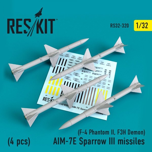 RESKIT RS32-0320 AIM-7E SPARROW III MISSILES (4 PCS) 1/32