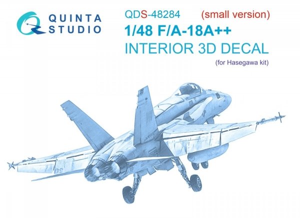 Quinta Studio QDS48284 F/A-18A++ 3D-Printed &amp; coloured Interior on decal paper (Hasegawa) (Small version) 1/48